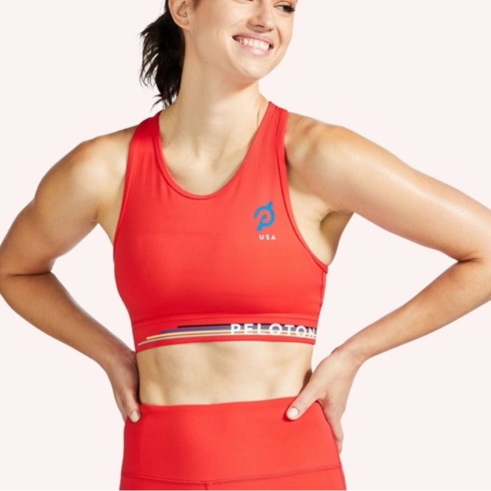 Peloton High Neck Red Team USA Sports Bra Size Large
